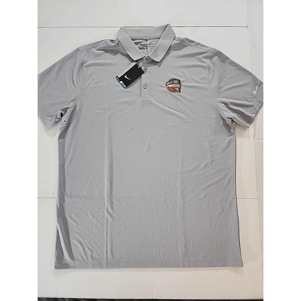 Nike Golf Men's XL Polo Shirt Basketball Hall of Fame Grey Dri-Fit Performance